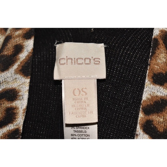 CHICO'S $99 Leopard Black Reversible Fringe Ruana Chico's‎ OS One Size - Picture 4 of 4